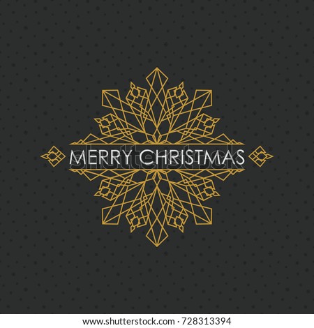 Geometric snowflake with text - Merry Christmas , vector