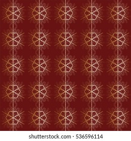 Geometric snowflakes on a red background