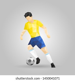 geometric soccer player dribbling low polygon design