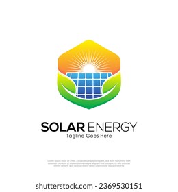 Geometric Solar Energy Logo Vector Design Template