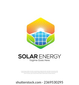 Geometric Solar Energy Logo Vector Design Template