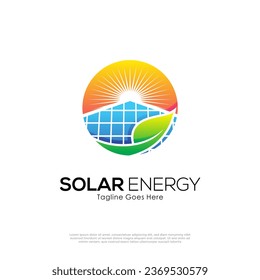 Plantilla de diseño de vectores con logotipo de energía solar geométrica