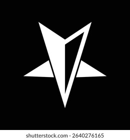 Geometric South Pointing Compass Star Icon Modern Abstract Vector Design on Black Background