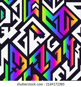 Geometric space seamless vector pattern