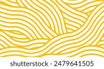 Geometric spaghetti pattern. Background with yellow paste elements on white. Asian kitchen design.