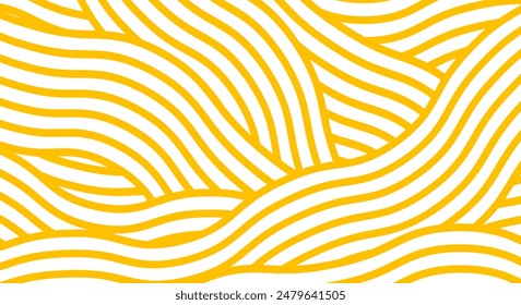 Geometric spaghetti pattern. Background with yellow paste elements on white. Asian kitchen design.