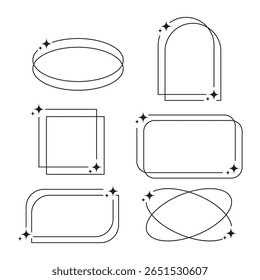 Rótulos de quadro de brilho geométrico definidos com bordas arredondadas e anguladas para um design moderno de destaque ou layout limpo