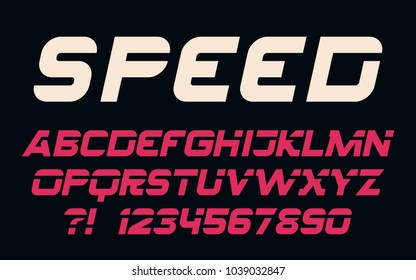 Geometric speed font Modern sport design Futuristic letters and numbers Vector abc