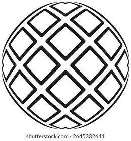 Geometric sphere grid. Abstract globe element. Wireframe pattern Vector. Tech shape illustration.