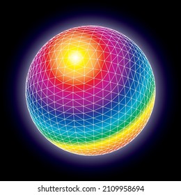 geometric sphere in rainbow colors, vector illustration