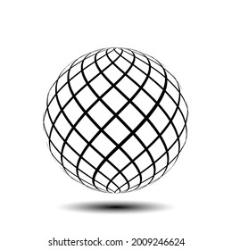círculo esférico geométrico, sobre un fondo transparente negro, líneas lisas en cada curva. bueno para material de diseño