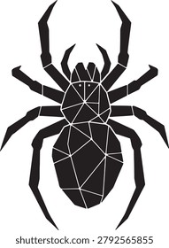 Geometric spider in black silhouette. abstract artistic design. modern polygonal insect vector.