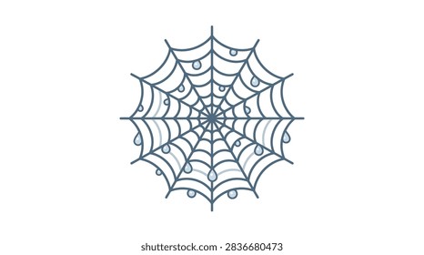 Geometric spider web icon with dew drops.
