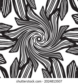 Geometric spiral Black and white optical lines background illustration design.

