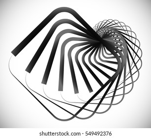 Geometric spiral element made of squares