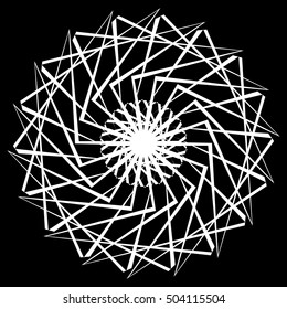 Geometric spiral element on white. Abstract monochrome motif