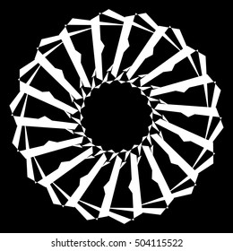 Geometric spiral element on white. Abstract monochrome motif