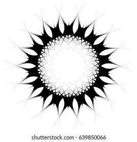Geometric spiral element series. Abstract swirl, twirl graphics with rotating radial lines