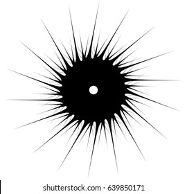 Geometric spiral element series. Abstract swirl, twirl graphics with rotating radial lines