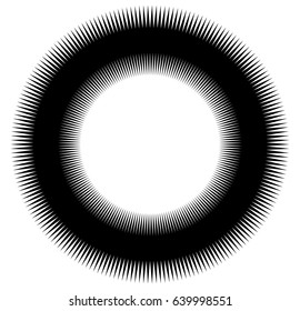 Geometric spiral element series. Abstract swirl, twirl graphics with rotating radial lines