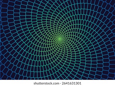 Geometric Spiral Grid Abstract Pattern in Blue and Green
