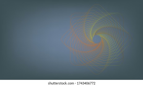 geometric spiral line art abstract on dark gray gradient background