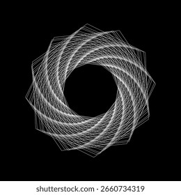  Bucle espiral geométrico en estilo Y2K sobre fondo negro