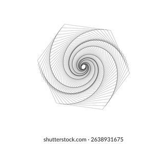 Geometric Spiral Pattern Inside a Hexagonal Shape