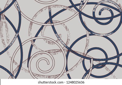 geometric spiral shapes seamless pattern in vector 