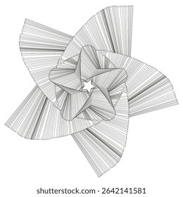 Geometric spiral star. Abstract wave pattern. Dynamic line vector. Complex form symbol.