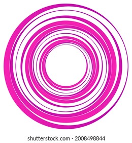 Geometric spiral, swirl, twirl circles. Abstract circular illustration. Twist, spin, rotation effect circles