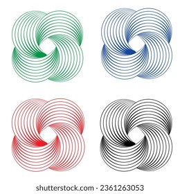 Vector de espiral geométrica Logotipo Vortex Arte Espirales Variación colorida del icono con fondo blanco 