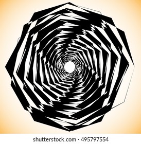 Geometric spiral-like shape. Random abstract edgy element.