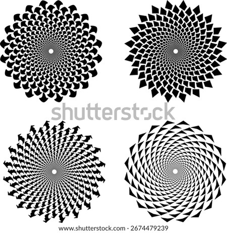 Geometric Spirals Intricate Optical Illusions in Black and White