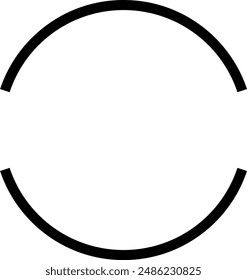 Geometric Split Circle Frame. Black Round Border. Outline Element for Logos, Cards, and Decorations. Simple Graphic Design.