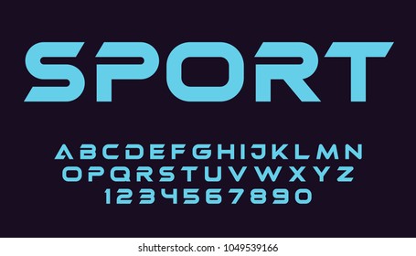 Geometric sport font Modern futuristic design letters and numbers Vector logo