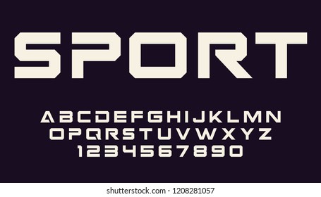 Geometric sport font Modern futuristic design letters and numbers Vector alphabet