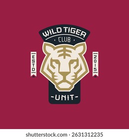 Geometric sports badge with tiger head, ideal as a team crest, competitive mascot or athletic brand emblem.