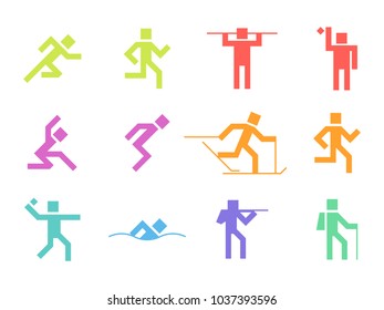 Geometric sports solid vector icon set
