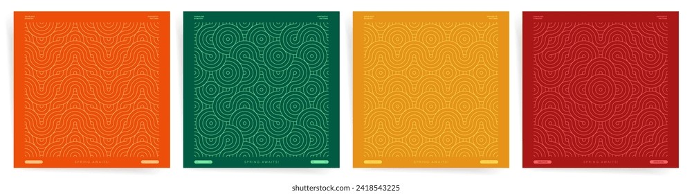Geometric Spring Patterns. Colorful Oriental and Abstract Designs for Seamless Backgrounds, Posters, and Covers.