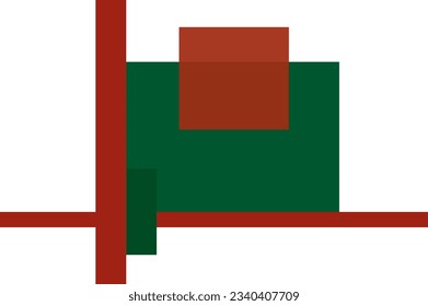 Geometric of square artwork. Design mondrian tile green and red on white background. Design print for illustration, textile, painting, wallpaper, background. Set 3