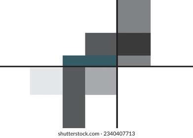 Geometric of square artwork. Design mondrian tile blue, gray and black on white background. Design print for illustration, textile, painting, wallpaper, background. Set 10