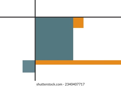 Geométrica de las obras de arte cuadradas. Diseñar azulejos mondrianos negros, azules y amarillos sobre fondo blanco. Diseño impreso para ilustración, textil, pintura, papel pintado, fondo. Establecer 5