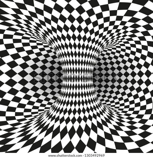 Schwarz Weiss Optische Illusion Vom Geometrischen Quadrat Abstrakter Stock Vektorgrafik Lizenzfrei 1303492969