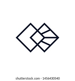 Geometric Square Building Architecture Abstract Logo