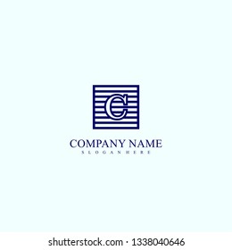 geometric square C logo letter design concept in blue color