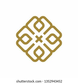 Geometric Square Circle Cross Business Company Vector Logo Design