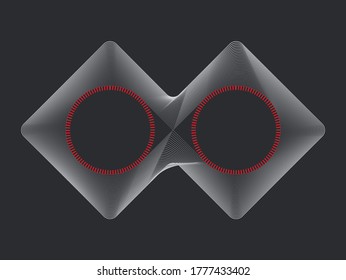 Geometric square and circle line style combination isolated on white background, infinity art design. Flat vector logo design template element.