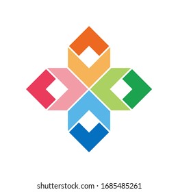 Geometric Square Cross Business Company Vector Logo Design
