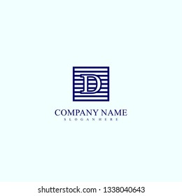 geometric square D logo letter design concept in blue color